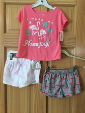 New Carter's Girls Flamingo Poly Pajama 3 pc Set many sizes
