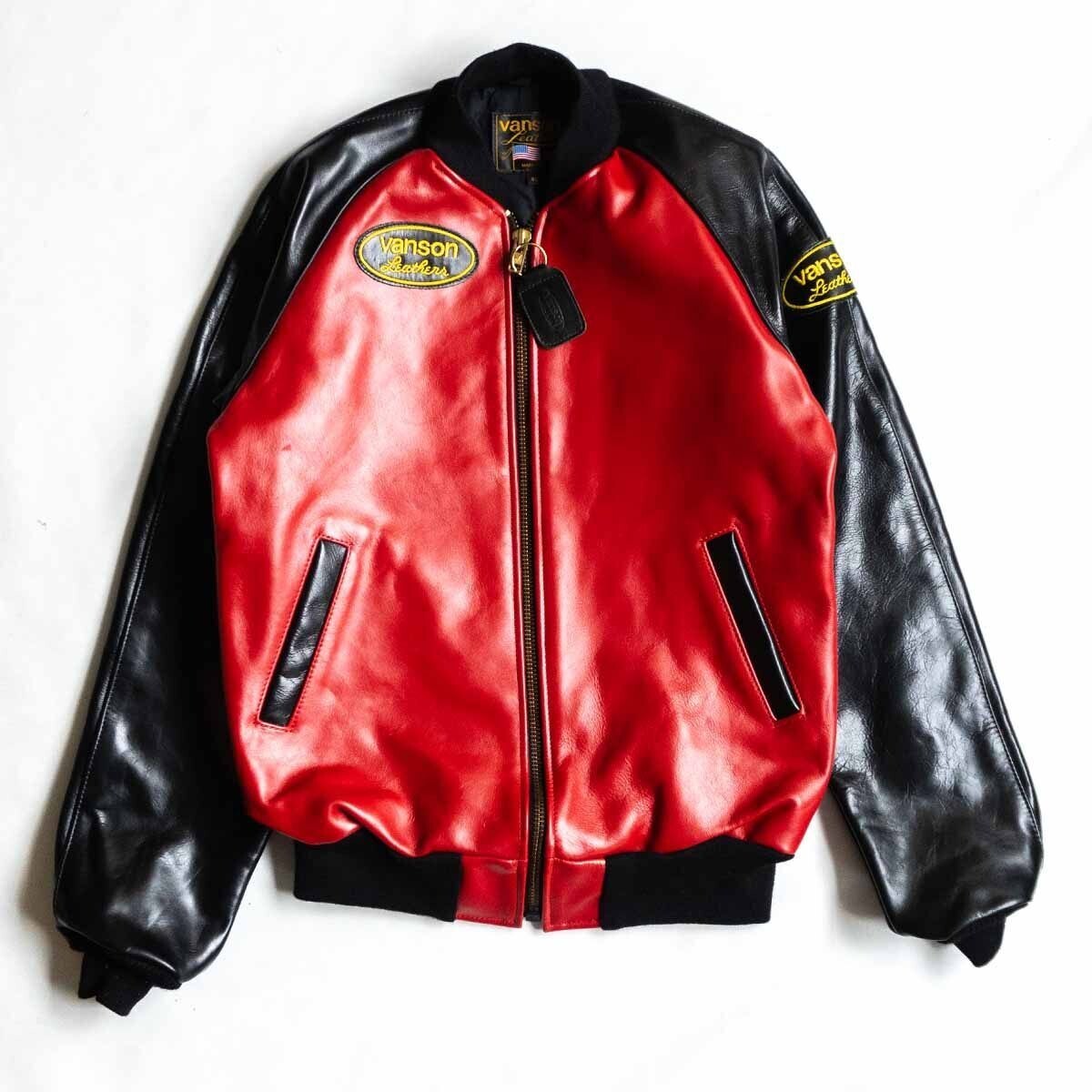 VANSON TJV All Leather Stadium Jacket Men's Size 40 Red VANSON TJV All Leather Stadium Jacket Men's Size 40 Red