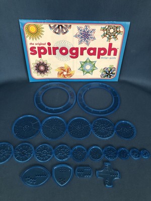 Spirograph Pieces Part Wheels Gears Circles ~Blue~ Replacement & Booklet 2013