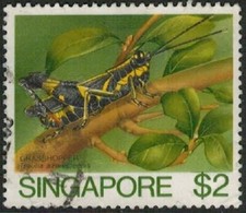 Lot 4620 Singapore 1985 $2 Insect (Grasshopper) used stamp