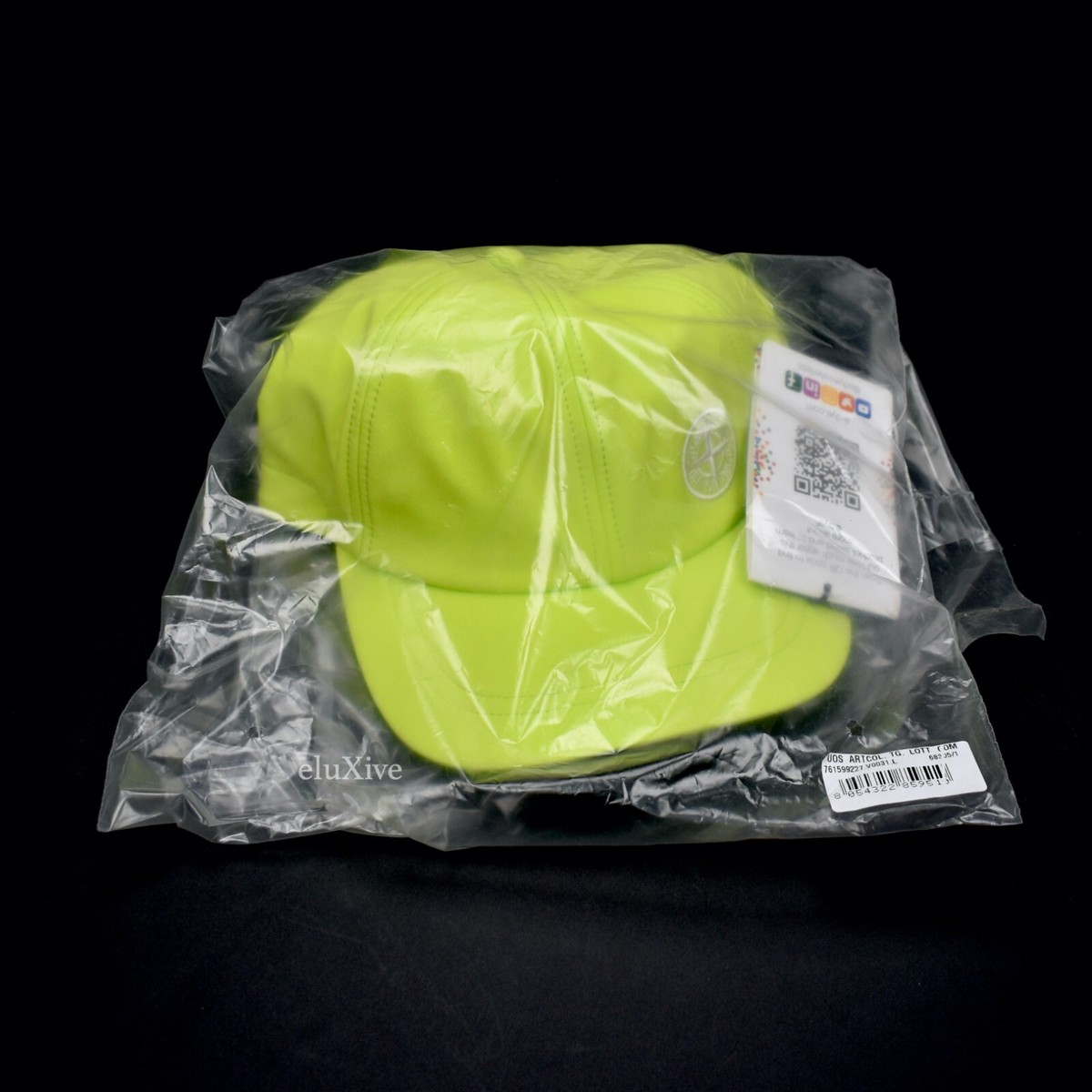 NWT $175 Stone Island Neon Yellow Hi Vis Logo Hat Cap Men's L