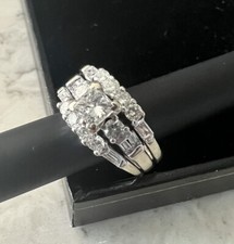 Ladies 14Kt. White Gold Diamond Wedding Ring Set, Princess Cut Diamond