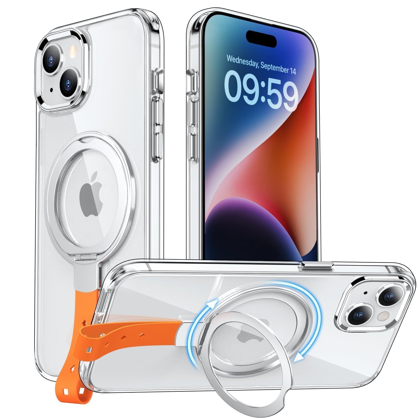 Fadkzyxr for iPhone 13 for iPhone 14 case clear MagSafe compatible with fin 984