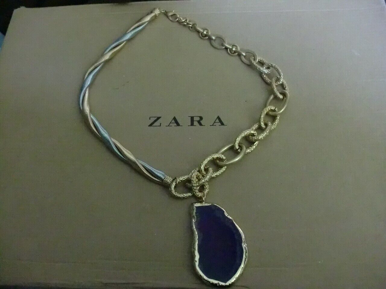 Zara Ethno mega statement Kette necklace boho top Blogger Collier bicolor Stein