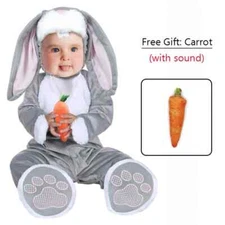 Little Grey Rabbit Bunny Costume for Baby Infant 6-12M 12-18M With Carrot Shoes