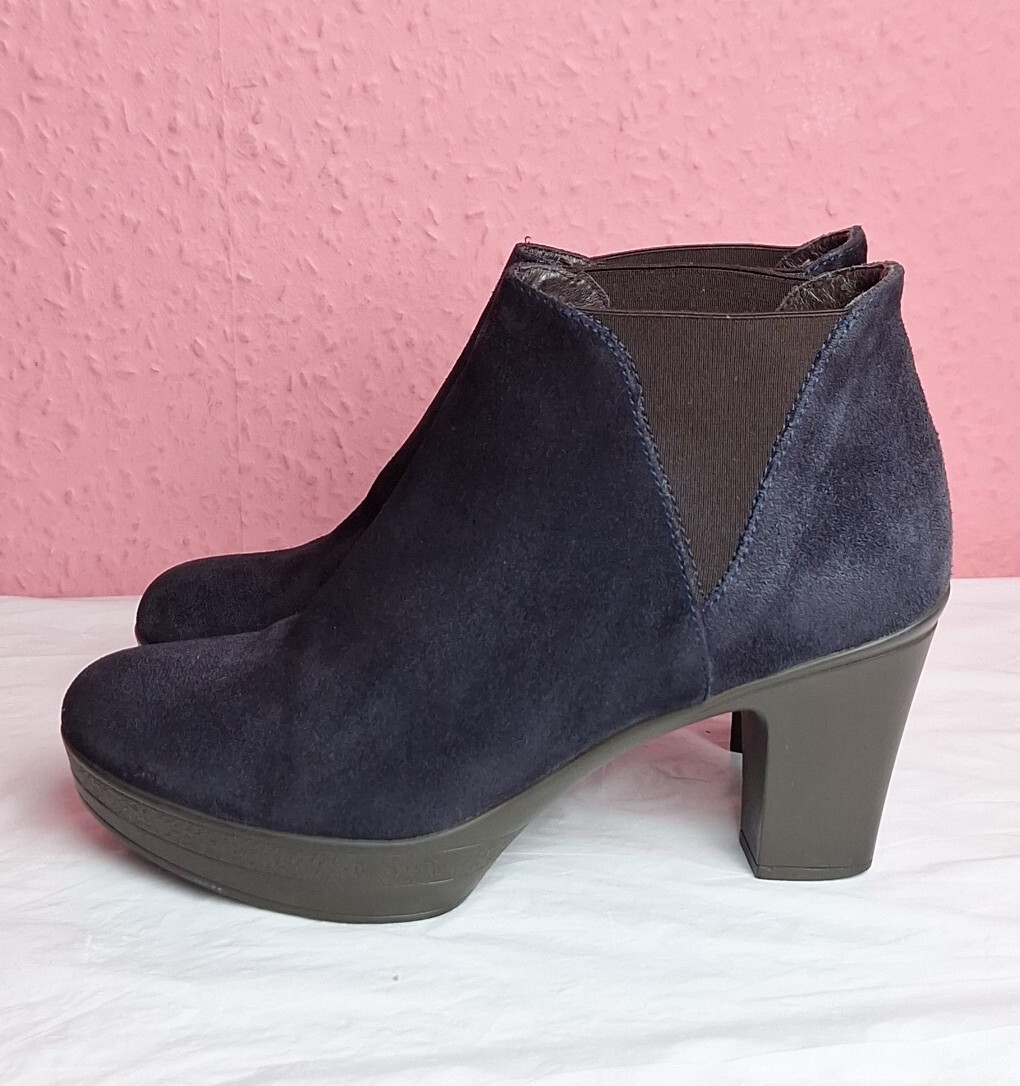 Pedro Miralles Weekend Handmade Navy Blue Suede Leather Ankle Boots EU38  UK5 US7