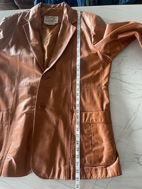 Men SHEPLERS PARDNERS Vtg Western 2 Button Leather Jacket-Cinnamon