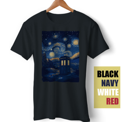 The Starry Night Tardis TV Series Vincent van Gogh Meme Funny Gift T-Shirt