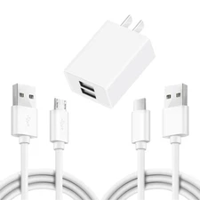 100% NEW Dual USB Power Adapter Charger Micro USB Cable f ZTE Grand X 3 Z959 USA