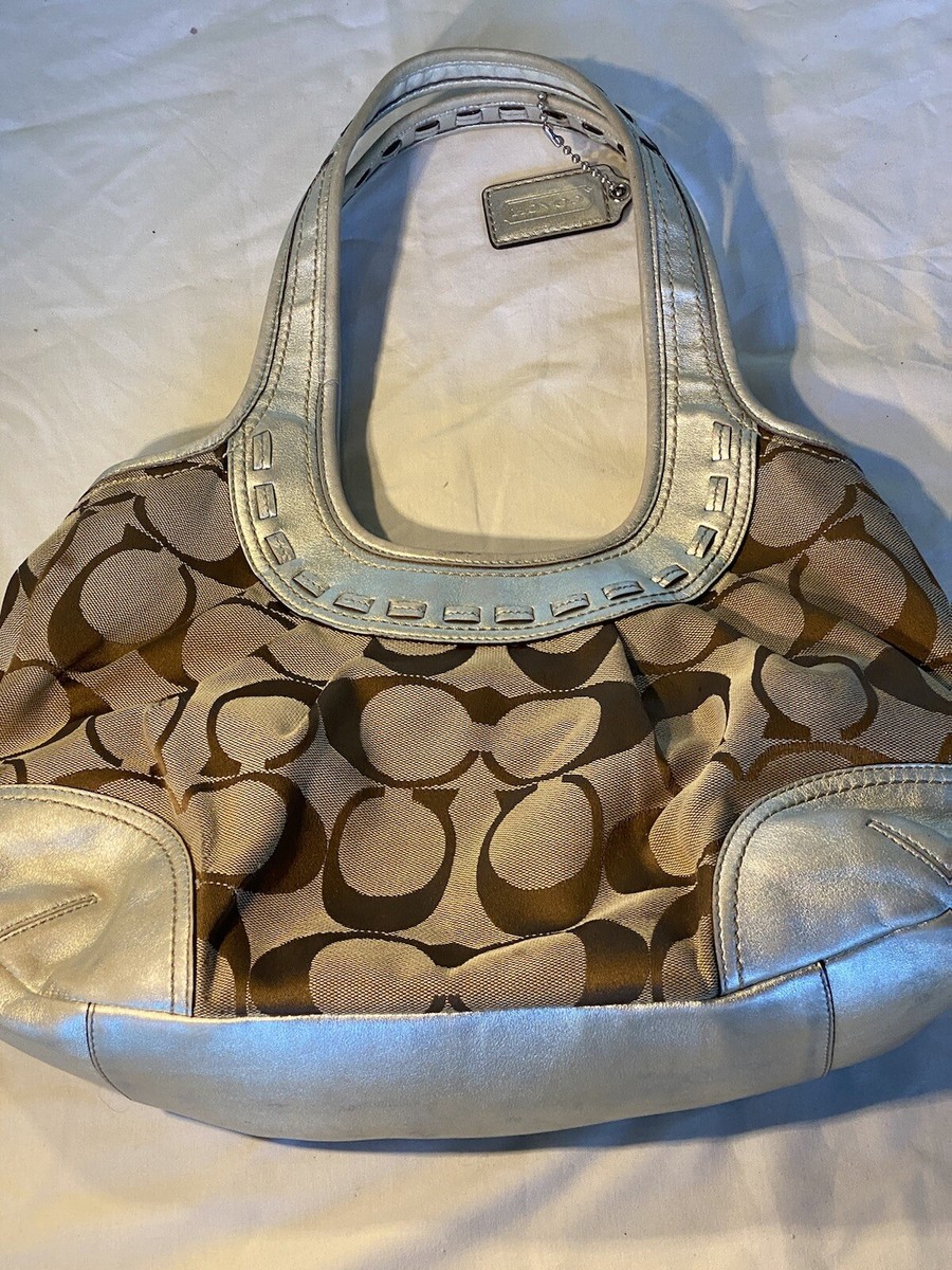COACH ERGO SHOULDER BAG F0869-12232…silver And Brown Medium Size  