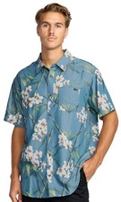 Billabong Sundays Lounge SS Button Down Shirt - Splashed Blue - New