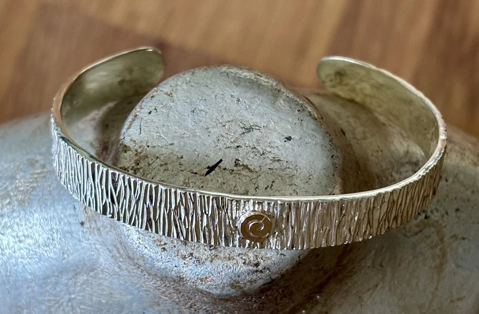 925 14K Carolyn Pollack Gold Curl Strength Symbol MLP Swirl Cuff Bracelet - Image 2 of 4