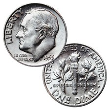 $1 Face - 90% Silver Roosevelt Dimes BU - Random Date