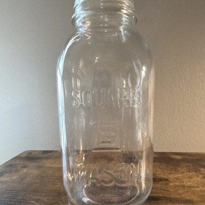 Vintage half gallon Glenshaw Square Mason jar clear glass 3047 rare find