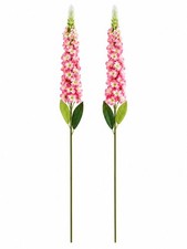 Pink Snapdragon Stems Set of 2 Artificial Larkspur Spike Flowers 26 Inch Faux Fl