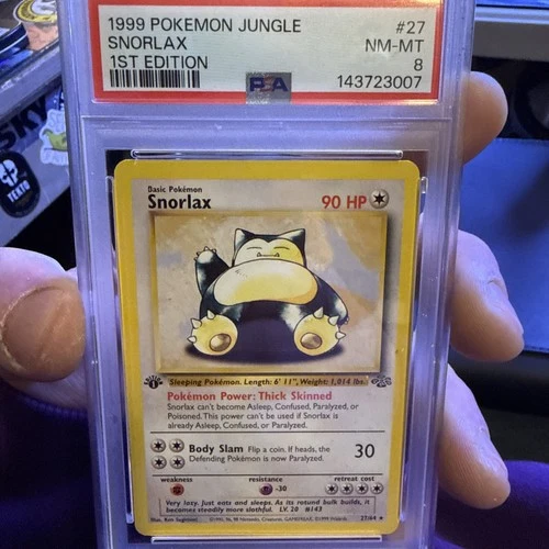 PSA 8 1999 Pokemon Jungle Snorlax 1st Edition #27 NM-MT WOTC