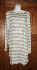 Women's Michael Kors Dress Sequence White and Silver Stripe L