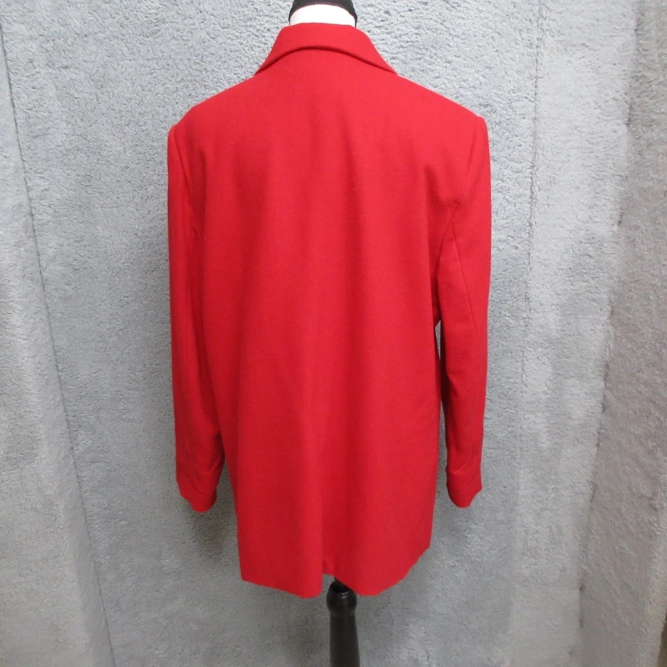 Blazer Joanna Mujer Grande Rojo Lana Un Botón Forrado Muesca Solapa Sencillo Pecho Foto 4 de 4