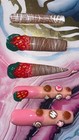 3D Strawberry Theme Press-On Nails, Long Stiletto, Multicolor Pre-Designed — photo 5