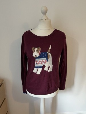 Joules 14 Red Burgundy Marsha Dog Terrier Jumper Christmas