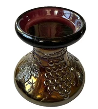 Northwood Glass Amethyst Carnival Iridescent GRAPE & CABLE Punch Bowl Base Vase