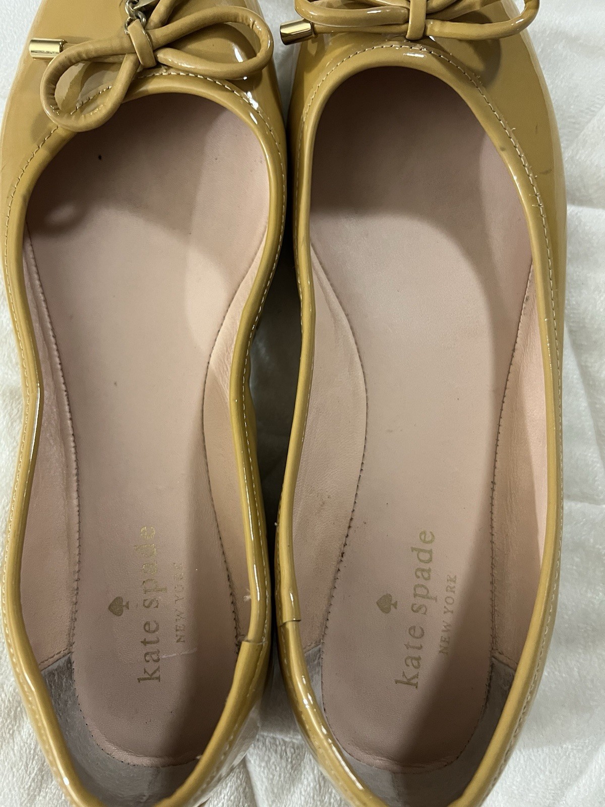 Kate Spade Willa Ballet Flats Size 8 Camel Color Leather Bow thumbnail 6