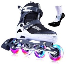 Adjustable Inline Skates Large-Youth  Adult 5-8Women/4-7Kids Men B white