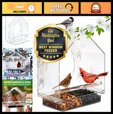 Transparent Acrylic Window Bird Feeder - Weatherproof, Suction Grip, Easy Clean,