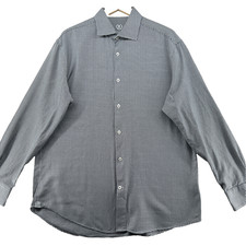 Bugatchi Uomo Men's Size 17.5-34/35 Check Cotton Long Sleeve Dress Shirt