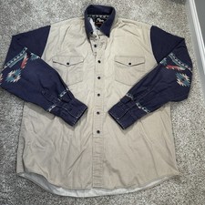 Vintage Roper Western Shirt Aztec Southwestern Pearl Snap Ranch Cowboy L