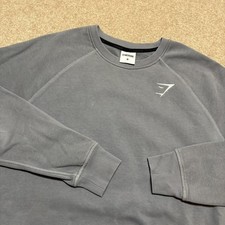 Gymshark Sweatshirt Mens Medium Gray Fleece Crewneck Pullover Athletic Logo