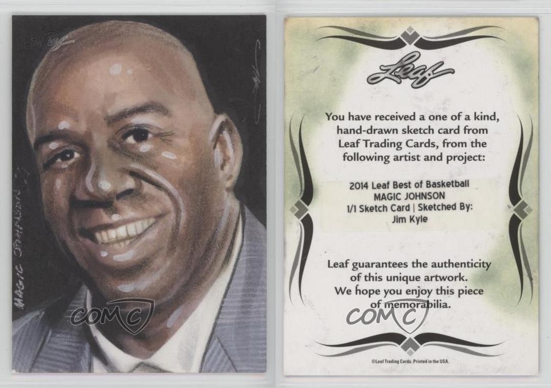 2014 Leaf Best of Basketball 1/1 Magic Johnson Jim Kyle Auto HOF Sketch view 3