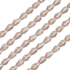 325Pcs Teardrop Faceted Glass Crystal Beads for DIY Crafting, Silver Champagne