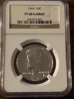 1964 50C PF 68 CAMEO NGC PNG KENNEDY SILVER HALF DOLLAR