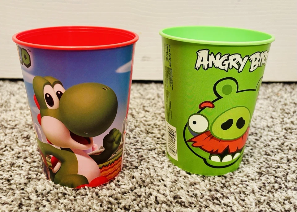Kids Video Game 16 oz. Plastic Party Cup Set of 2 Angry Birds Super Mario - Image 2 of 4