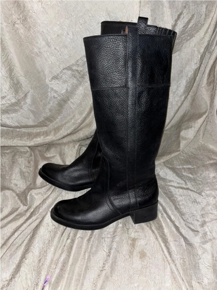 Botas Lucky Brand para mujer talla 9M cuero negro hasta la rodilla hebilla con cremallera Foto 2 de 4
