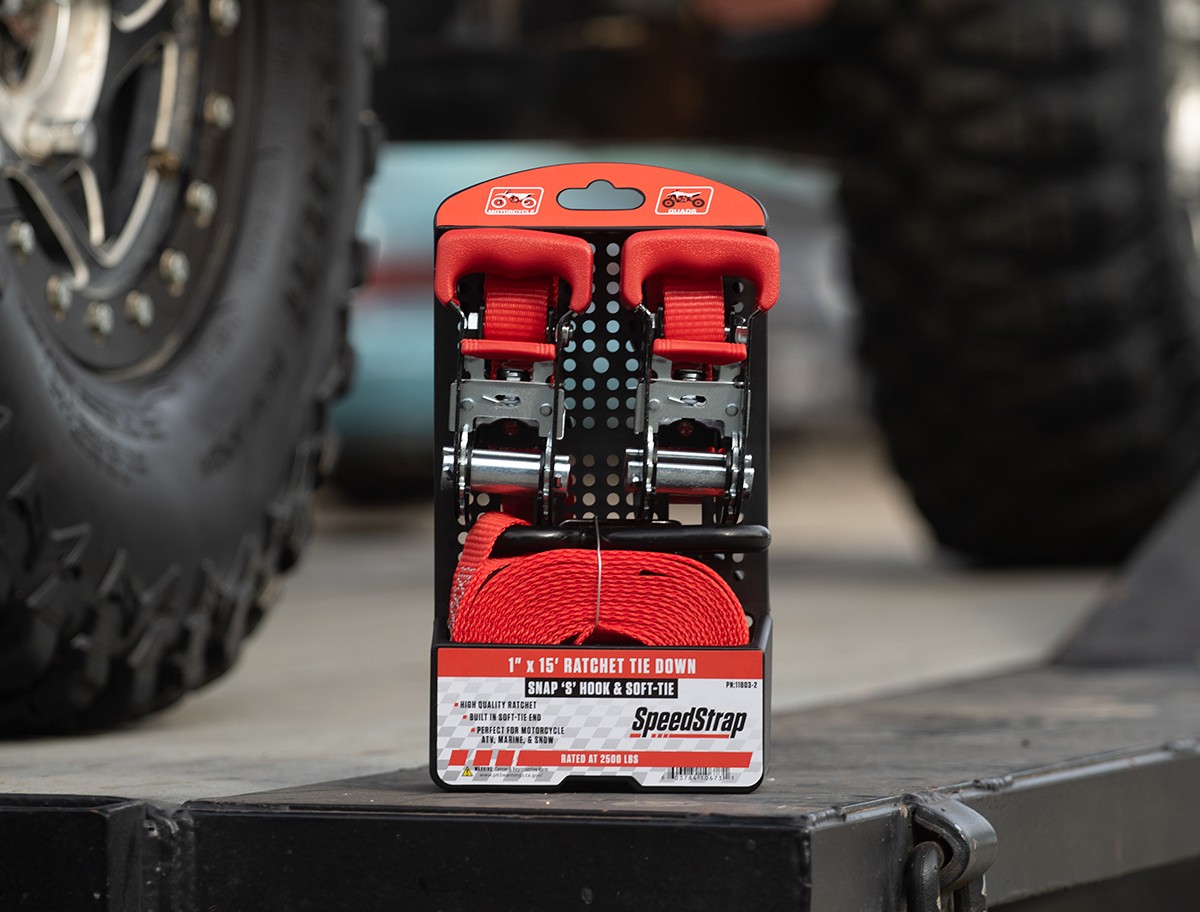 SpeedStrap 11803-2 Ratchet 1" x 15' Tie Down w/Snap 'S' Hooks & Soft Tie