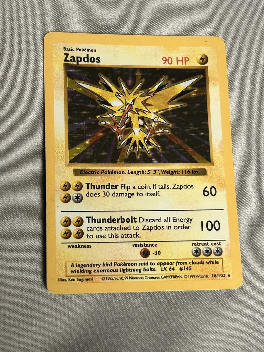 ZAPDOS SHADOWLESS 16/102 サンダー 英語版 Zapdos 016/102 Base Set (Shadowless) for sale | eBay