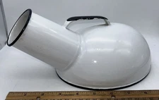 Vintage Jones White Porcelain Enamel Male Urinal Bed Pan Enamelware 10” Long