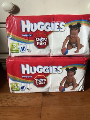 2x Vintage Huggies Snug & Dry 40 Count Each 16-28 lb Size 3 2004 Diapers