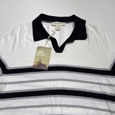 Frederik Anderson Copenhagen Knitted Polo Size Small Mens White Black NWT