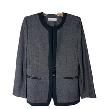 Vintage black white button preppy office evening blazer jacket small