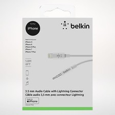 Belkin 3ft 3.5 mm Audio Cable With Lightning Connector - White M-Fi Certified