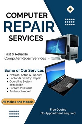 Computer Repair Services All Makes and Models Advertising poster sign