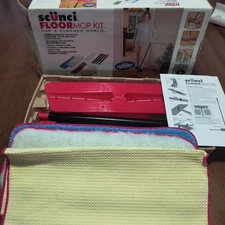 Scunci Swivel Floor Mop Kit With Reusable Microfiber Pads Cleans Floors Glass