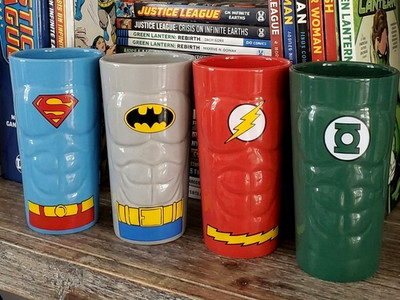 New DC COMICS (4 Pc) 3D Ceramic Tumblers - 16 oz