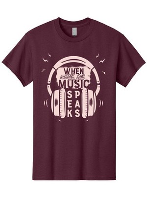 When-Words-Fail-Music-Speaks Mens Graphic Tee,100% Cotton,Casual Summer Wear