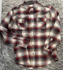 NWOT Weatherproof Vintage L Long Sleeve Button Up Flannel Red/Beige/Gray Pockets