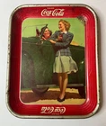 Vintage Coca Cola Tray 1942 Two Girls at Car Roadster Original Coke Serving Tray