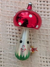 Vintage Mushroom Hand Blown Glass mercury Ornament Italy de Carlini~snail~unique